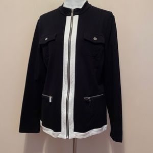 JM Collection Black Zipped Cotton Sweatshirt